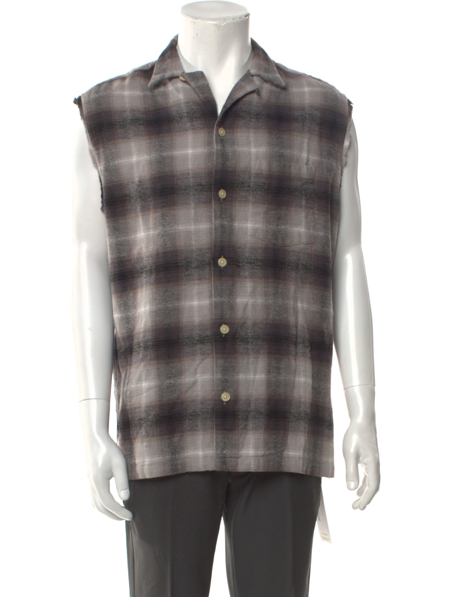 AllSaints Plaid Print Sleeveless Shirt
