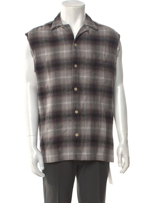 AllSaints Plaid Print Sleeveless Shirt
