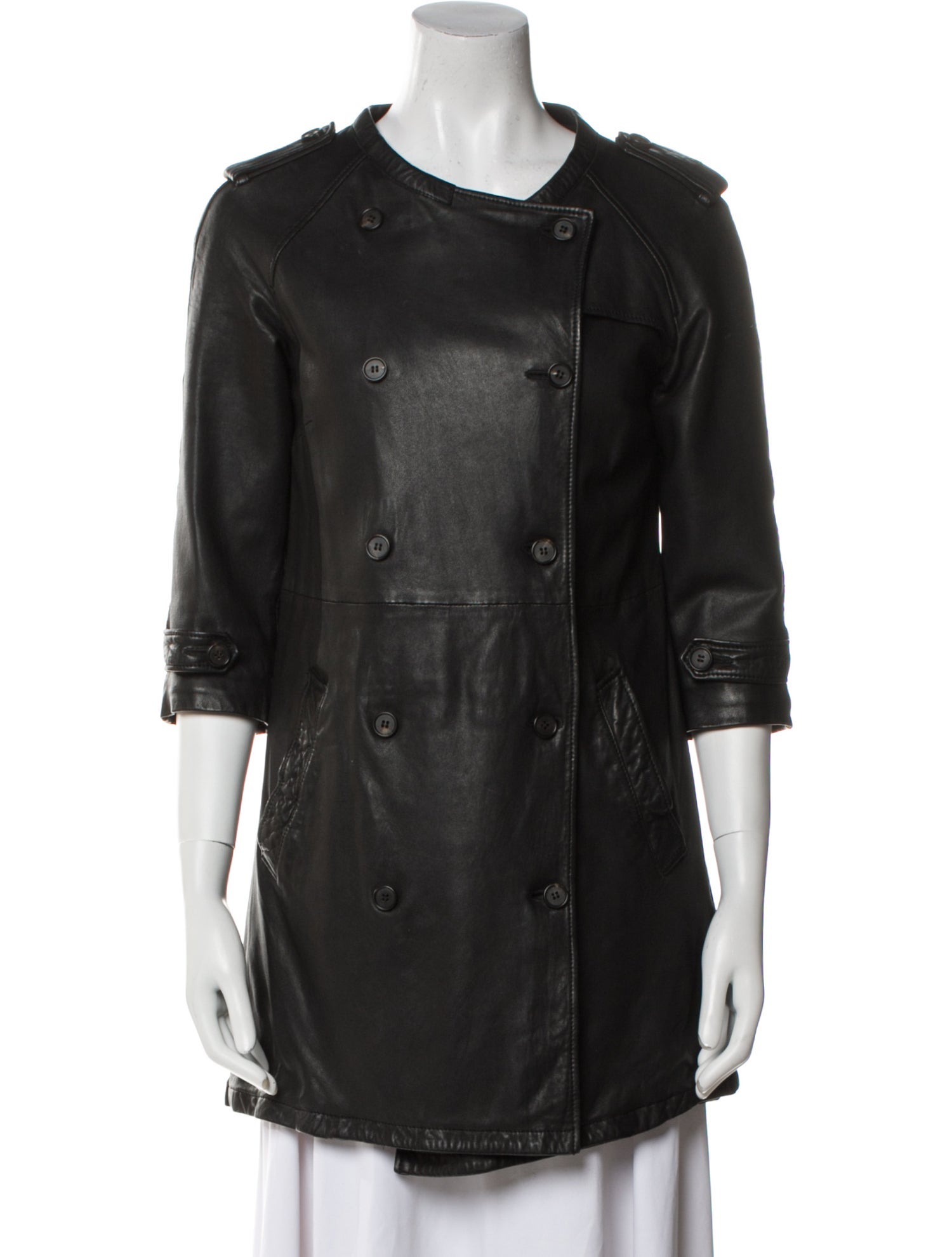 AllSaints Leather Peacoat