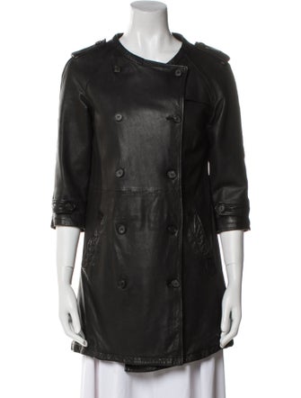 AllSaints Leather Peacoat