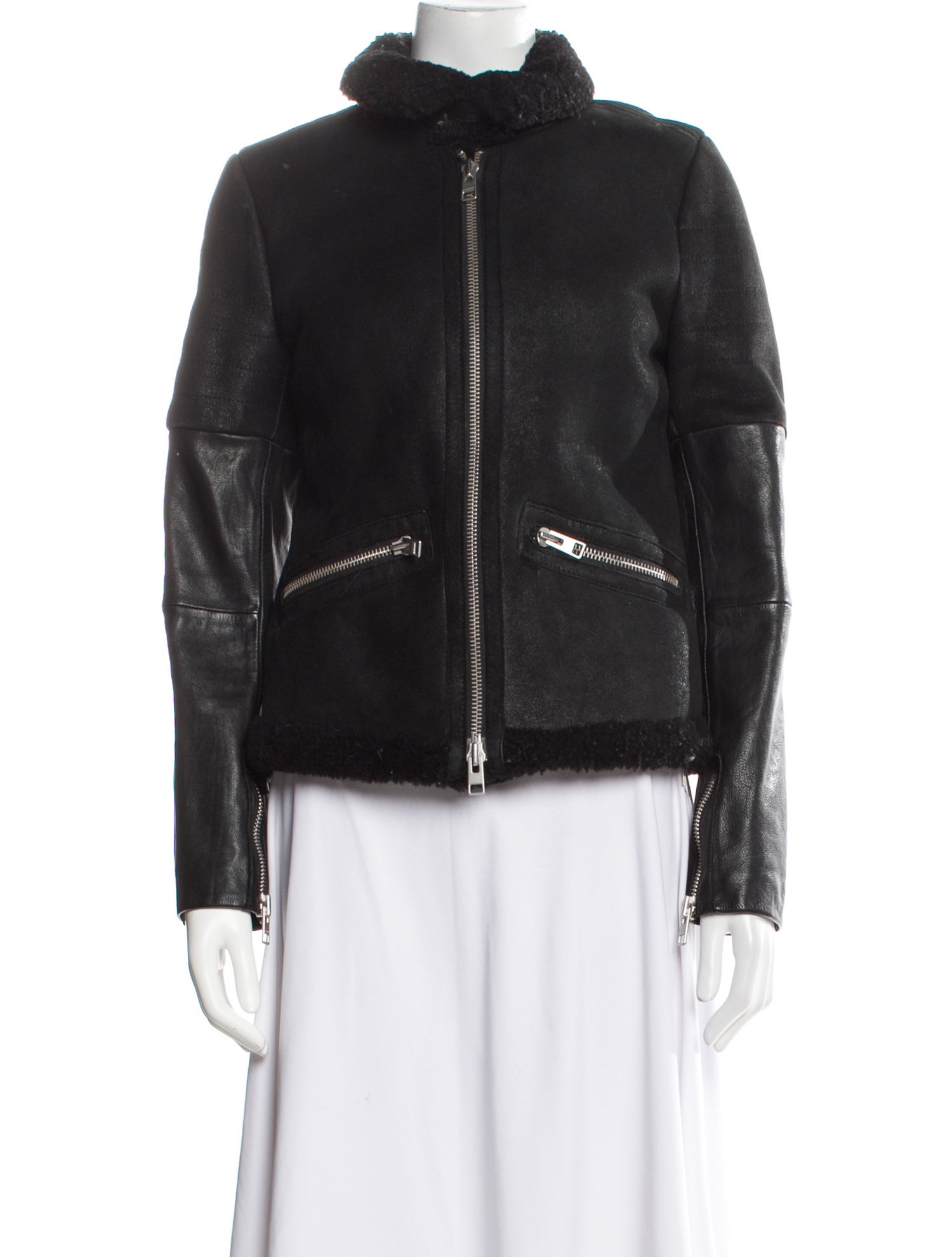 AllSaints Leather Fur Jacket