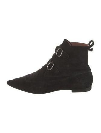 AllSaints Suede Embroidered Accent Lace-Up Boots