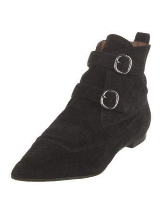 AllSaints Suede Embroidered Accent Lace-Up Boots