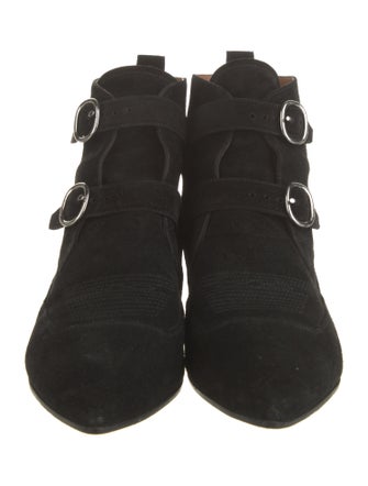 AllSaints Suede Embroidered Accent Lace-Up Boots