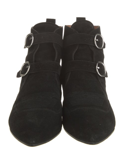 AllSaints Suede Embroidered Accent Lace-Up Boots