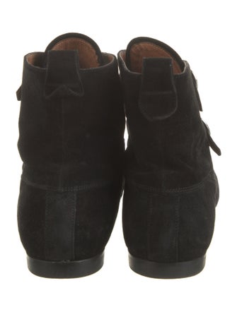 AllSaints Suede Embroidered Accent Lace-Up Boots