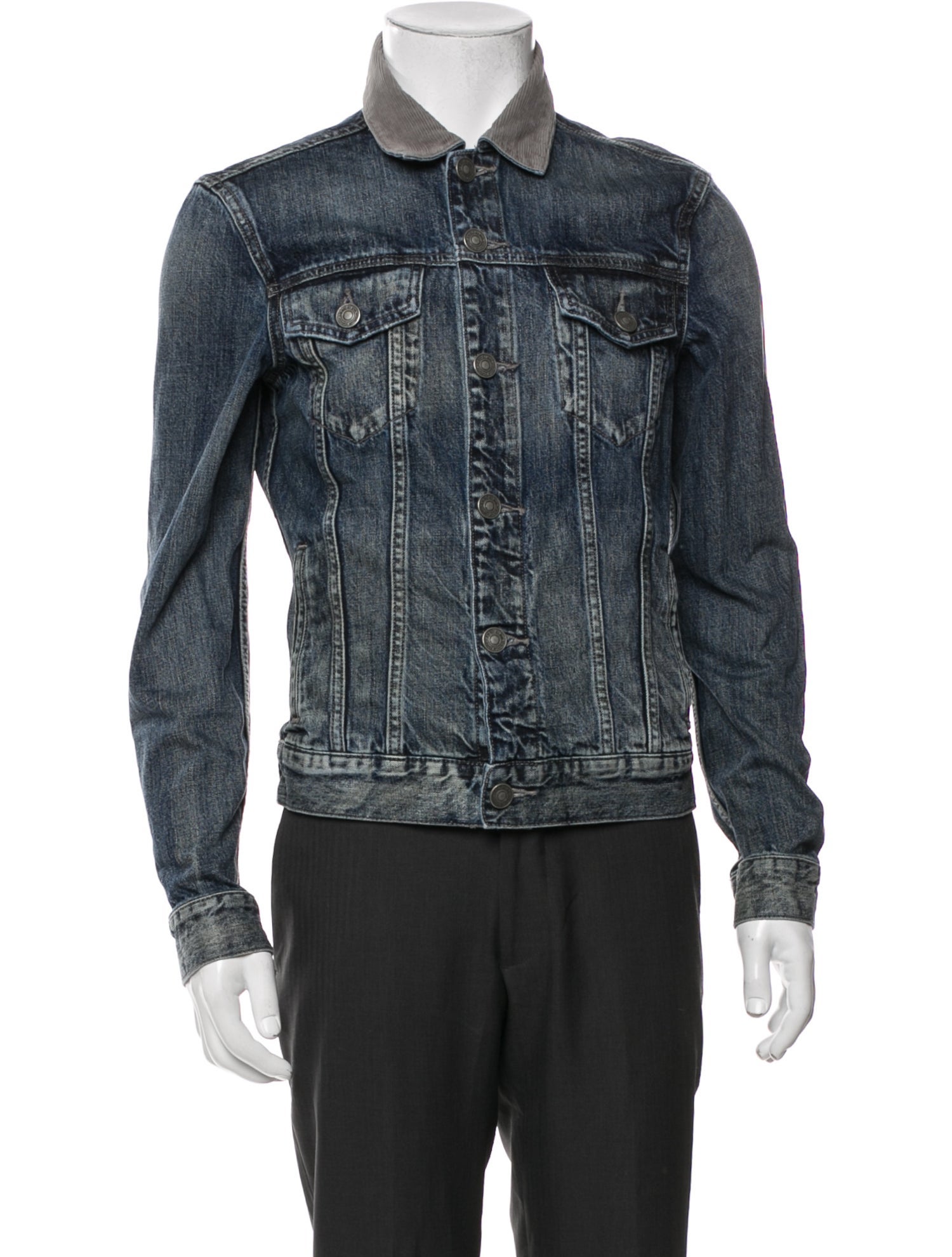 AllSaints Silk Graphic Print Denim Jacket