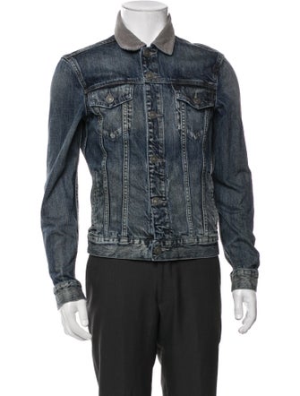 AllSaints Silk Graphic Print Denim Jacket