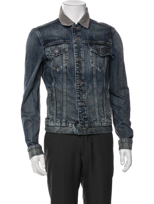 AllSaints Silk Graphic Print Denim Jacket