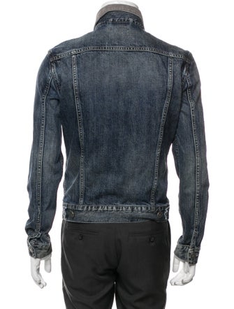 AllSaints Silk Graphic Print Denim Jacket