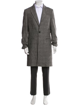 AllSaints Wool Plaid Print Overcoat