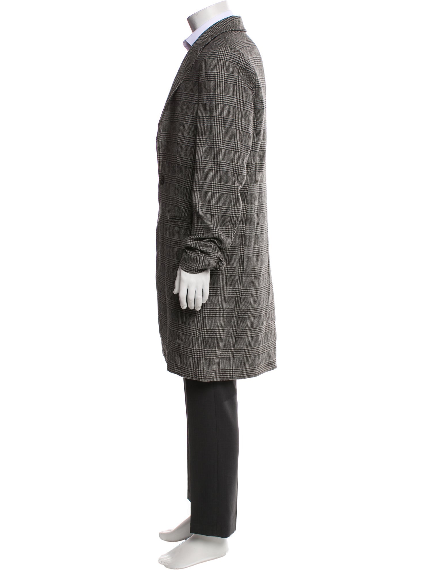 AllSaints Wool Plaid Print Overcoat