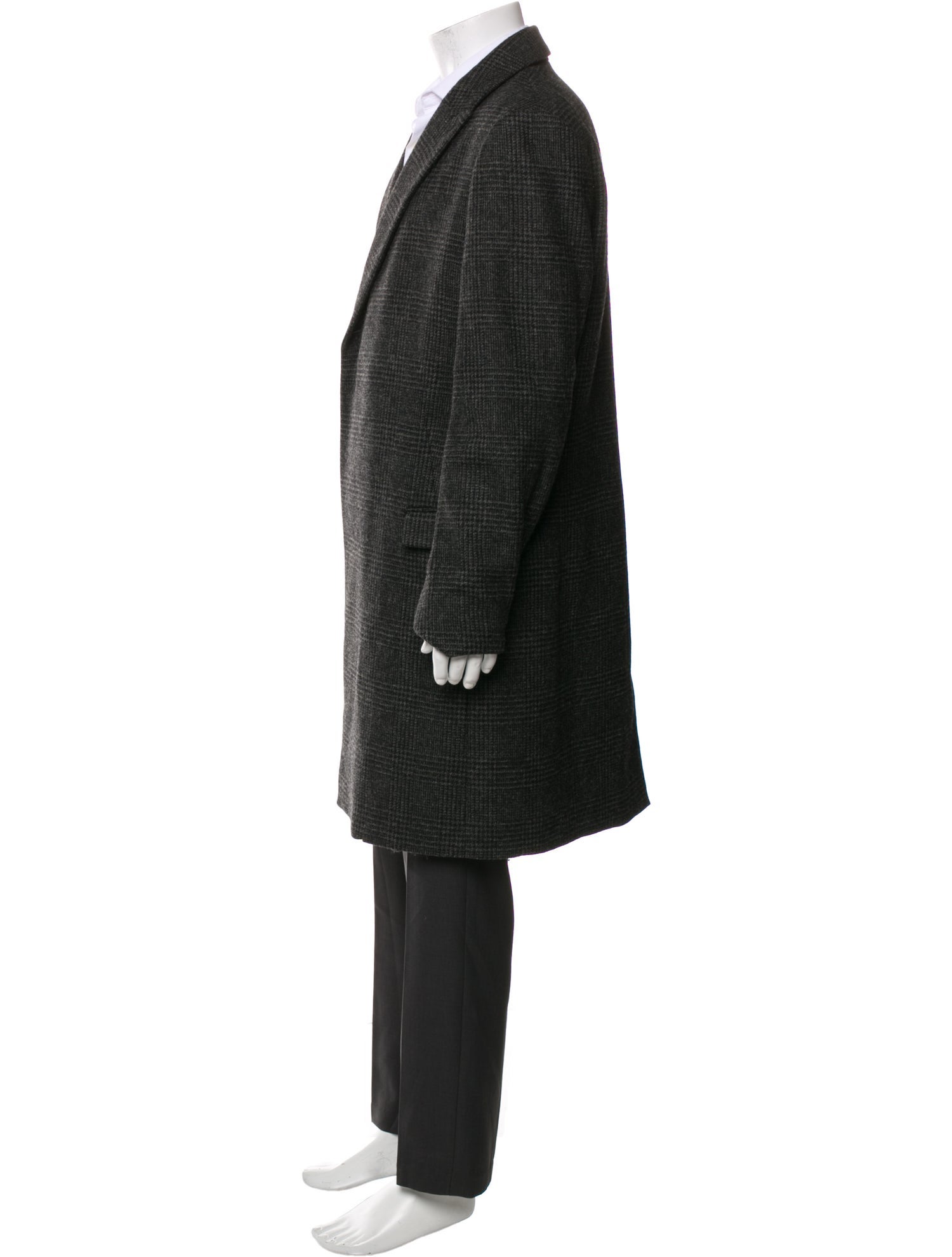 AllSaints Wool Plaid Print Overcoat