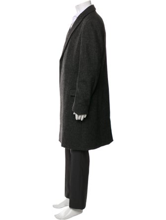 AllSaints Wool Plaid Print Overcoat