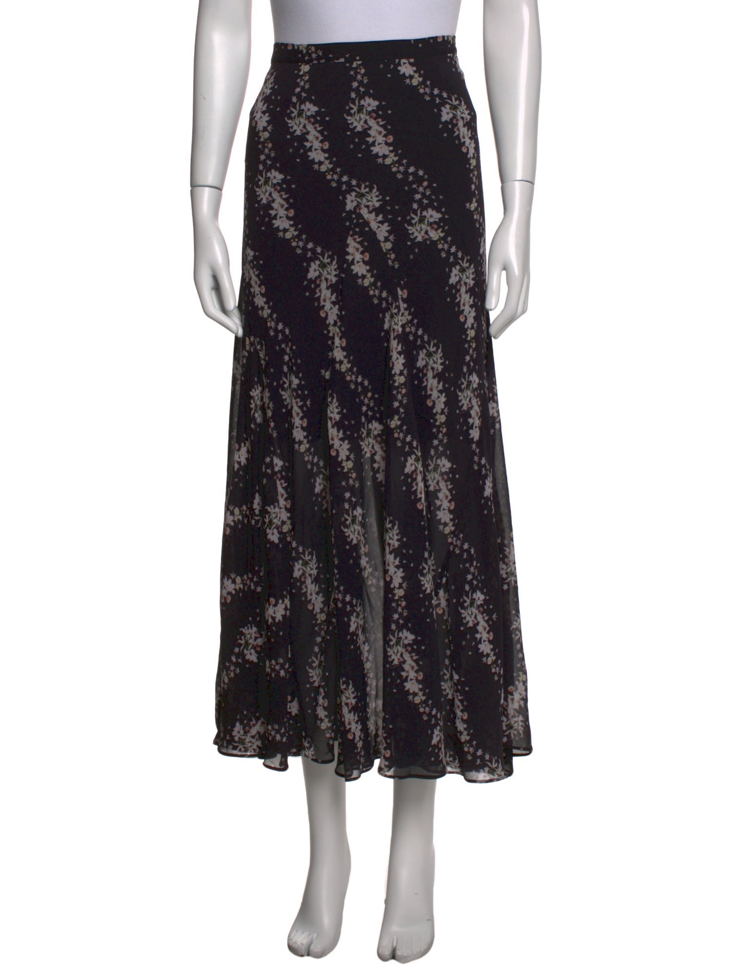 AllSaints Floral Print Long Skirt