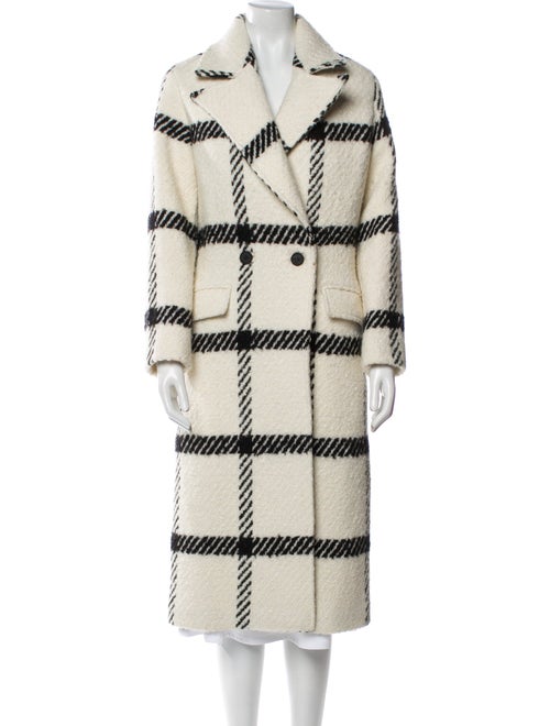 AllSaints Wool Plaid Print Faux Fur Coat