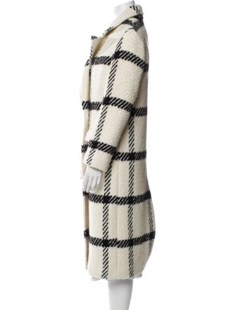 AllSaints Wool Plaid Print Faux Fur Coat