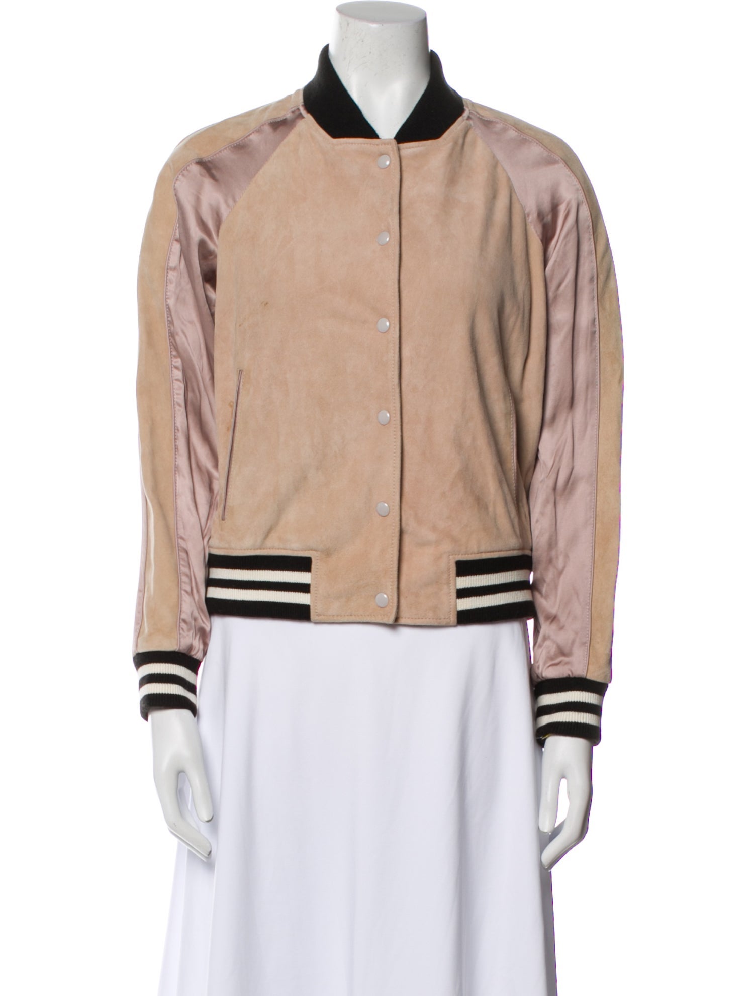 AllSaints Suede Striped Bomber Jacket