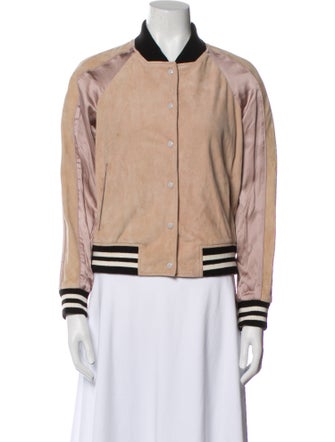 AllSaints Suede Striped Bomber Jacket