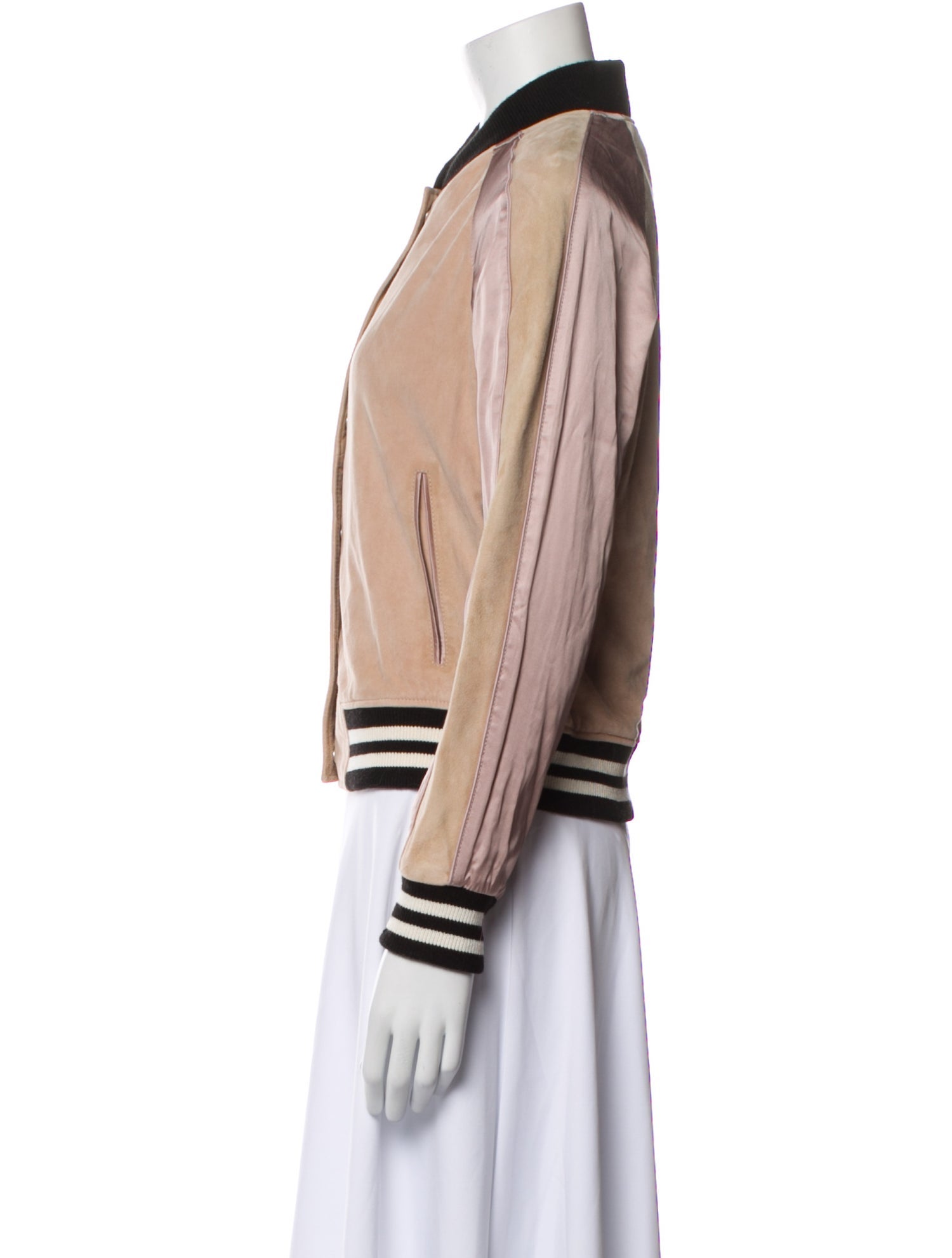 AllSaints Suede Striped Bomber Jacket