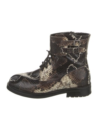 AllSaints Snakeskin Animal Print Combat Boots