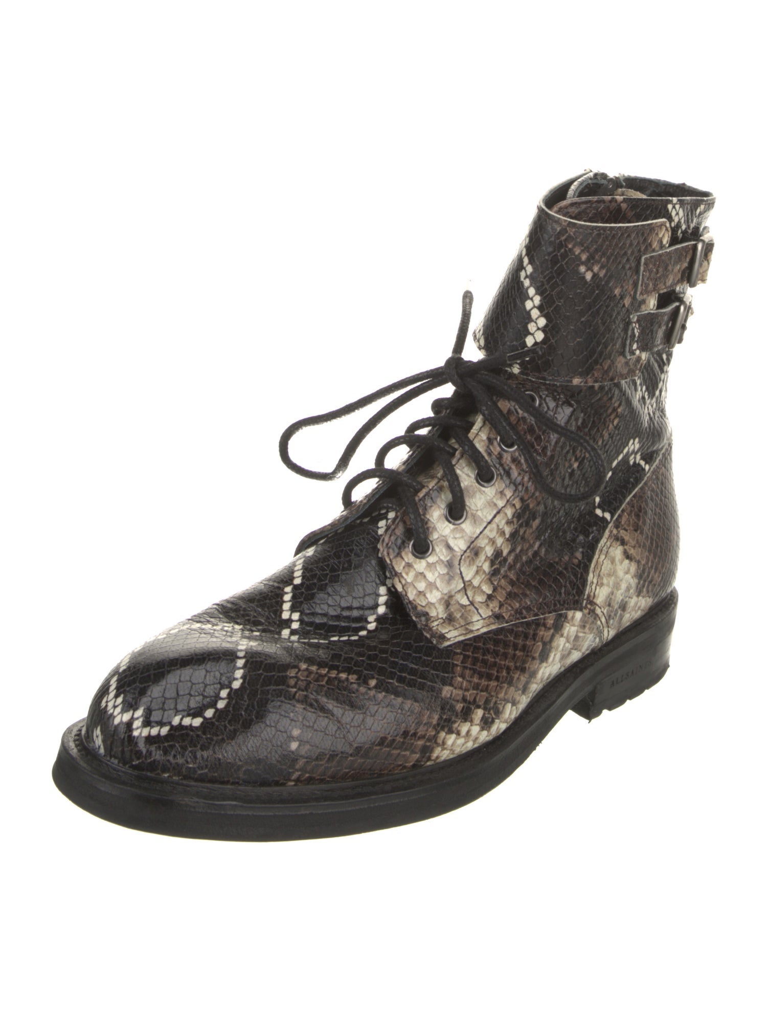 AllSaints Snakeskin Animal Print Combat Boots
