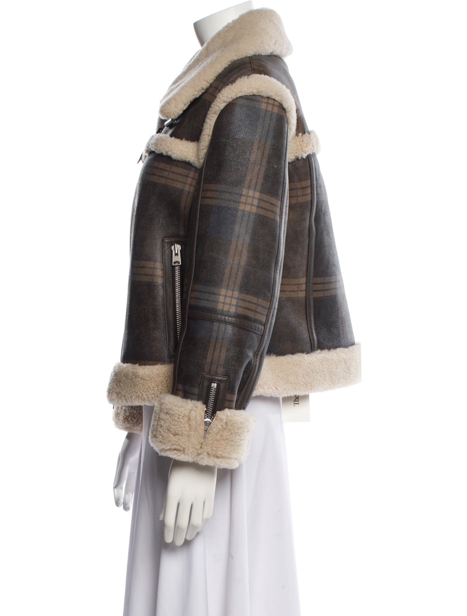AllSaints Shearling Plaid Print Jacket