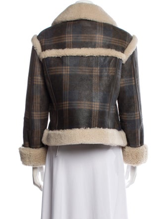 AllSaints Shearling Plaid Print Jacket