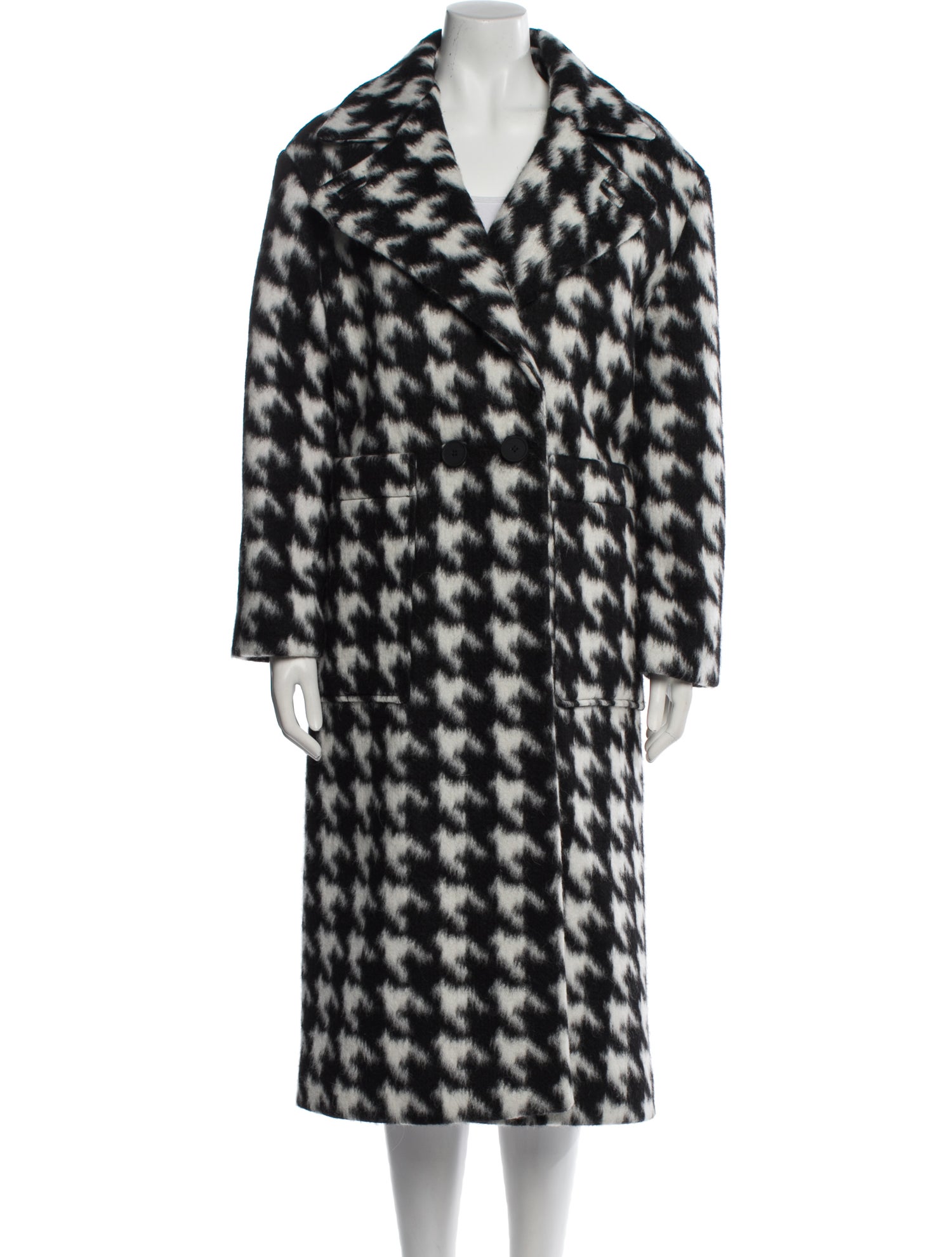 AllSaints Houndstooth Print Faux Fur Coat