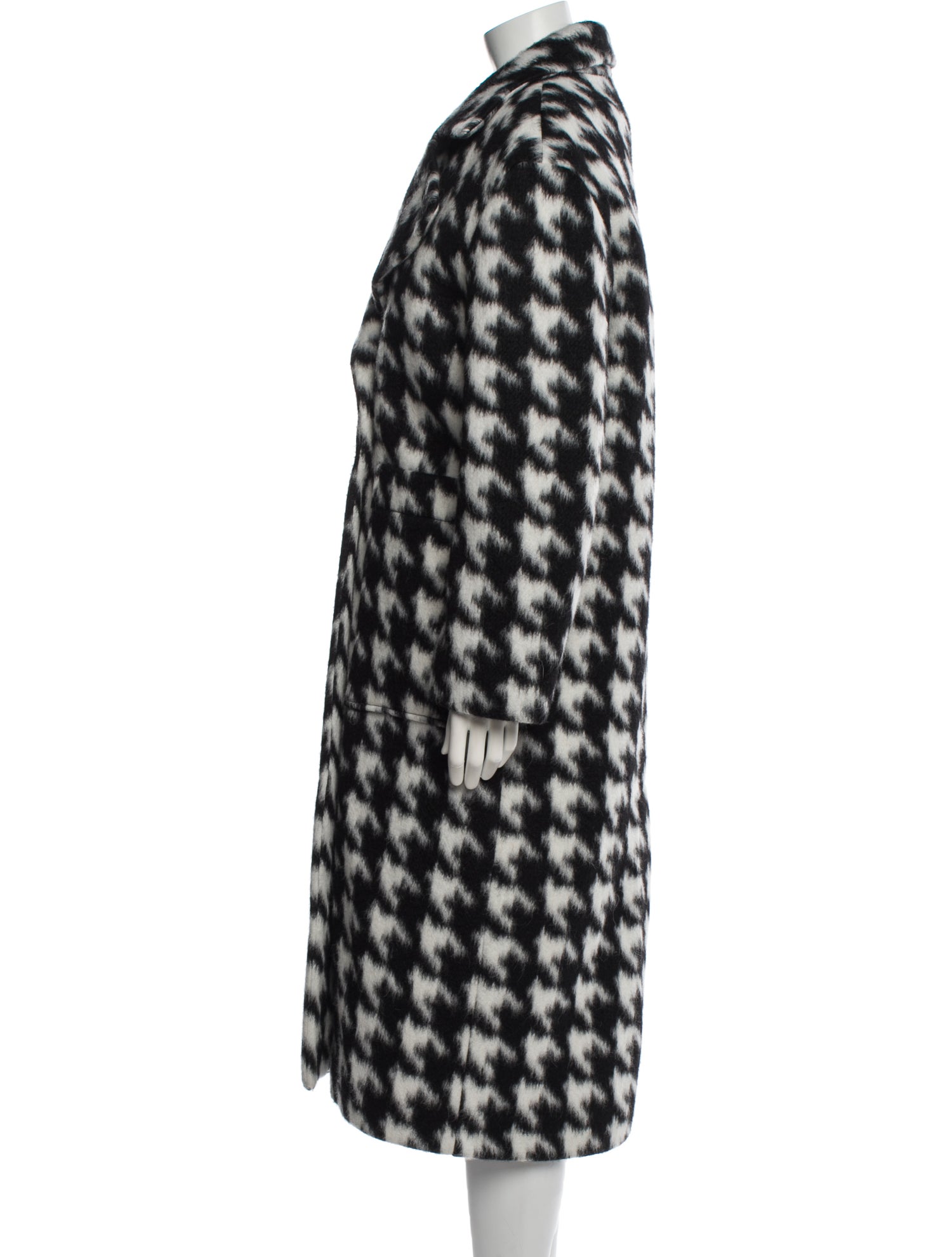AllSaints Houndstooth Print Faux Fur Coat
