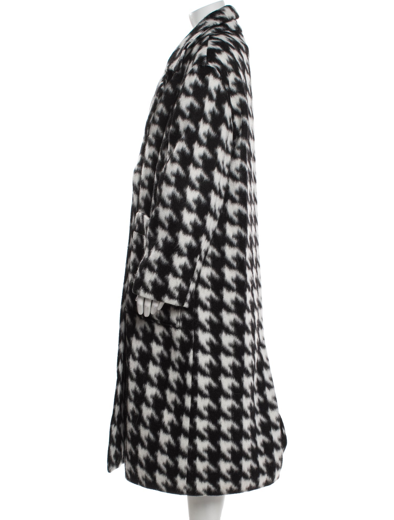 AllSaints Houndstooth Print Faux Fur Coat w/ Tags