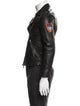 AllSaints Lamb Leather Graphic Print Moto Jacket