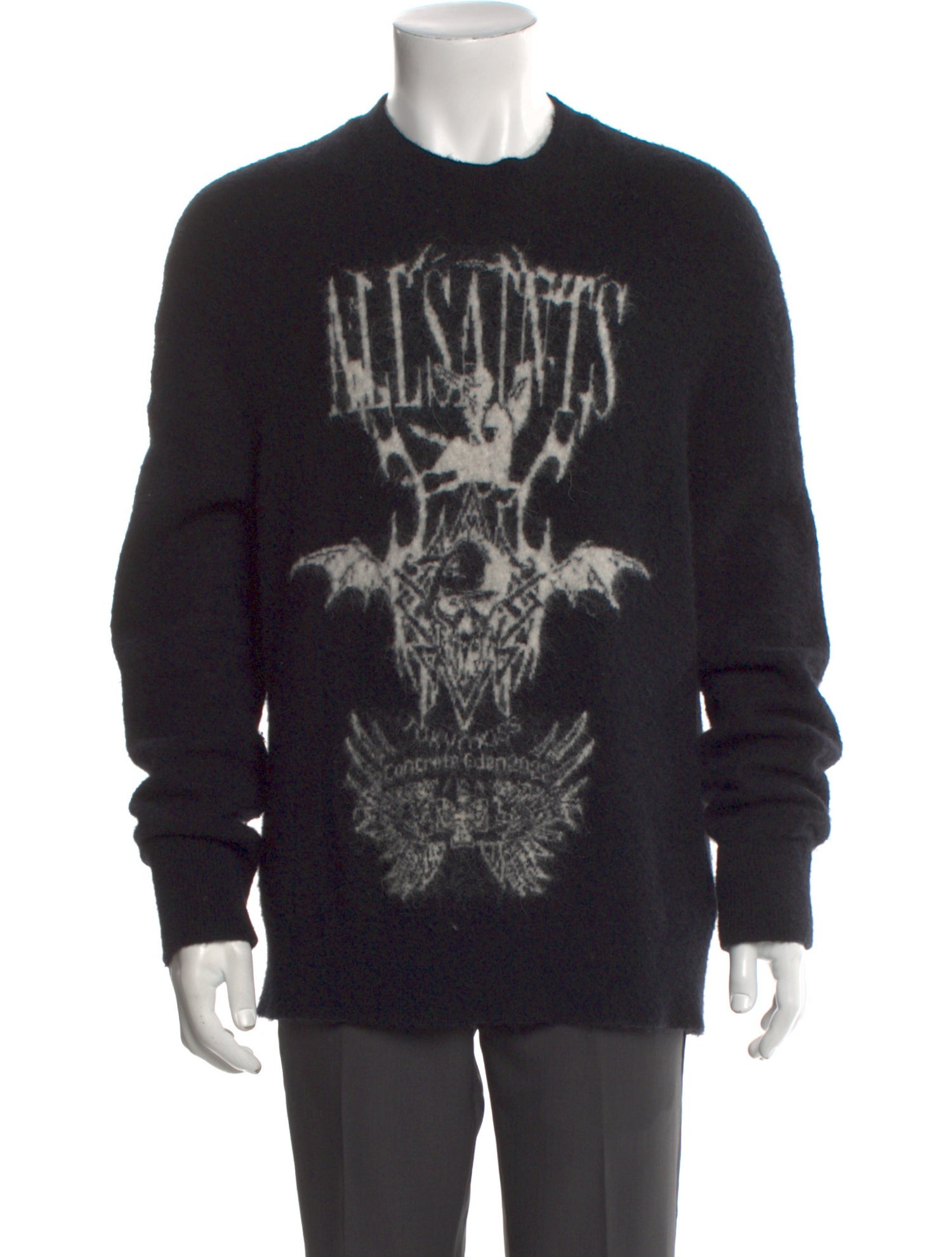AllSaints Graphic Print Crew Neck Pullover