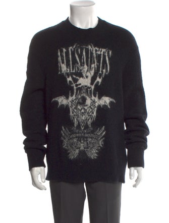 AllSaints Graphic Print Crew Neck Pullover