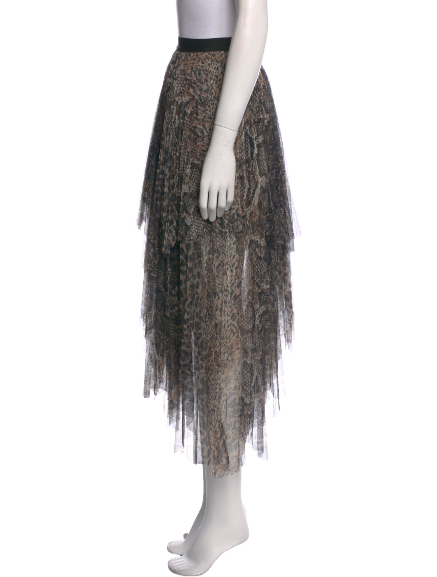 AllSaints Animal Print Midi Length Skirt