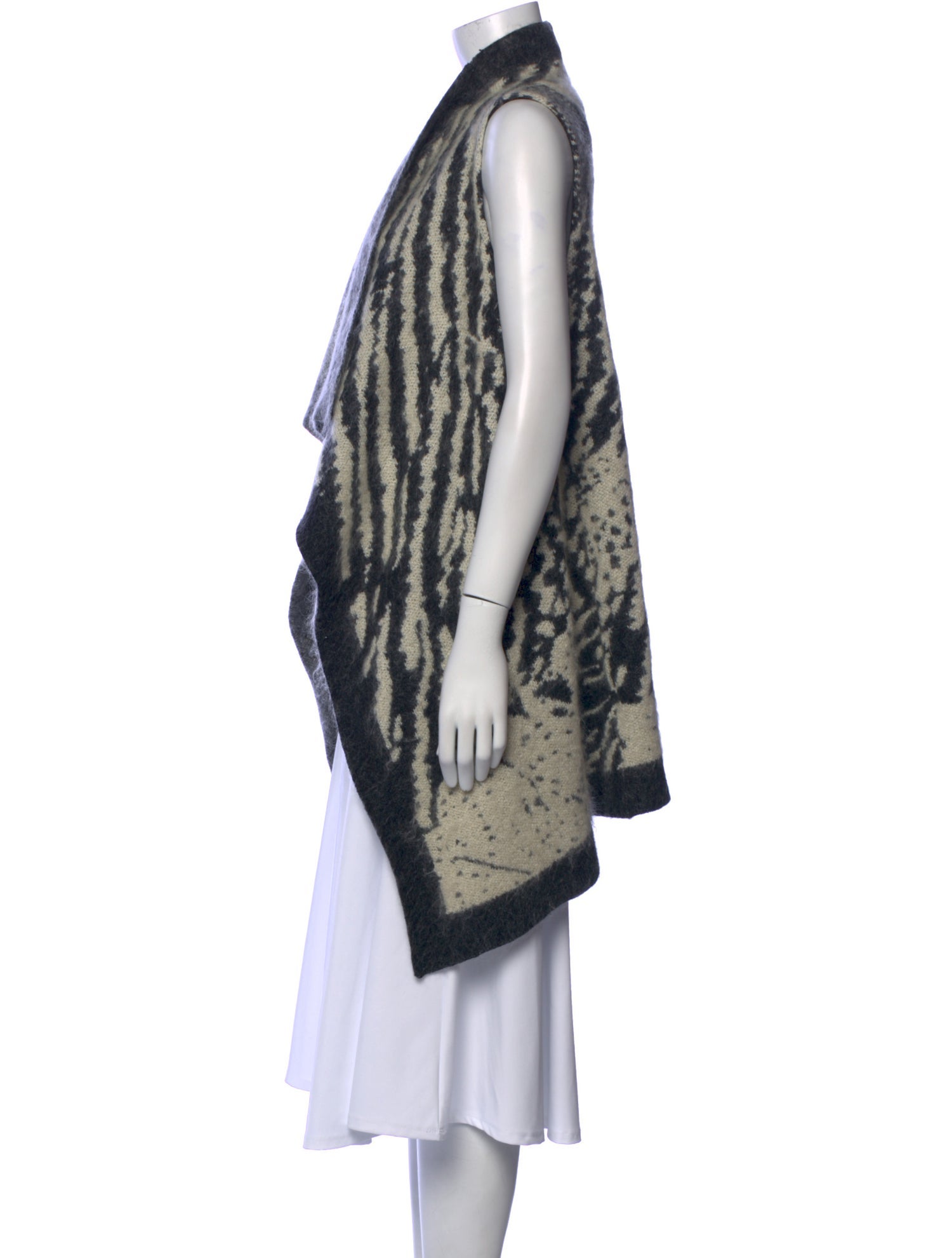 AllSaints Animal Print Open Front Sweater