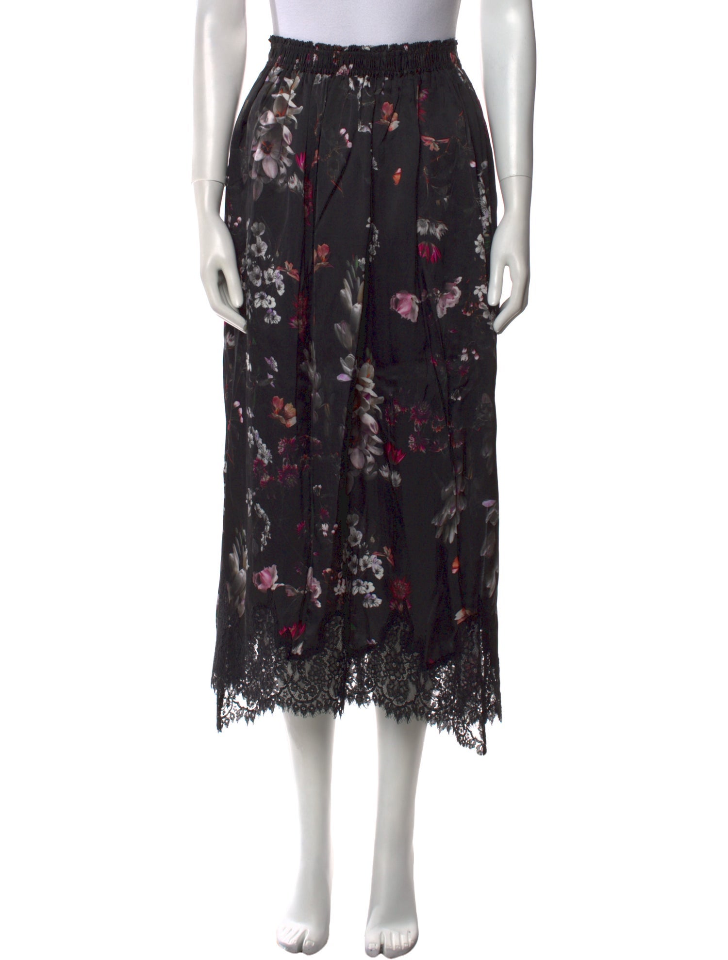 AllSaints Floral Print Midi Length Skirt