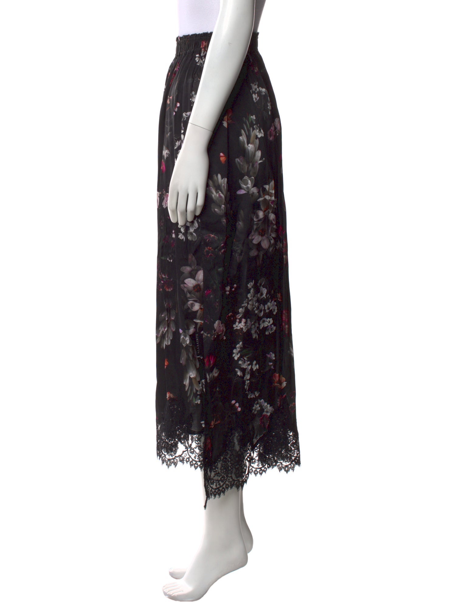 AllSaints Floral Print Midi Length Skirt