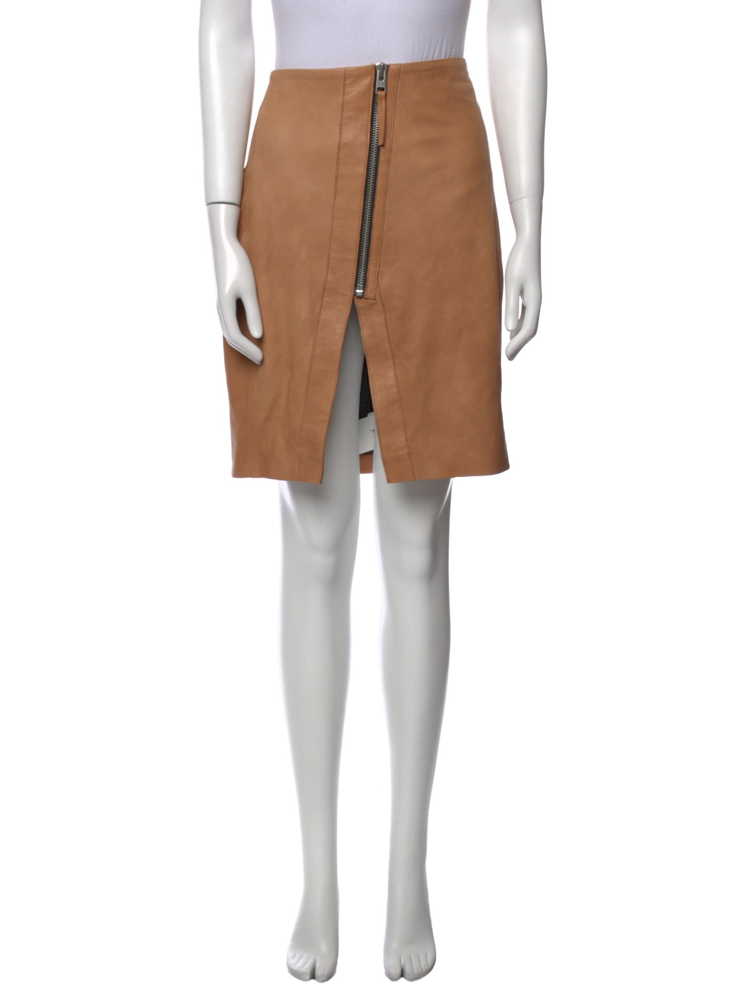 AllSaints Lamb Leather Knee-Length Skirt