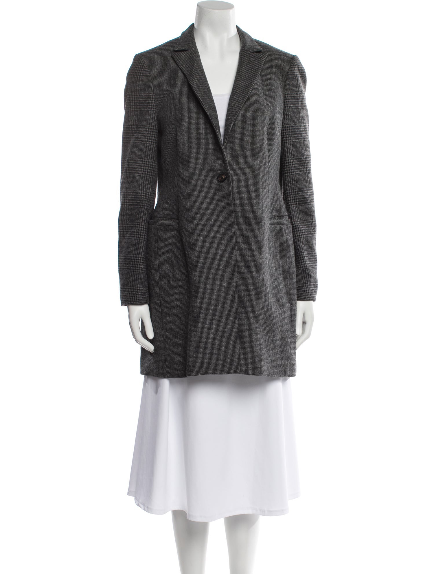 AllSaints Virgin Wool Plaid Print Evening Jacket