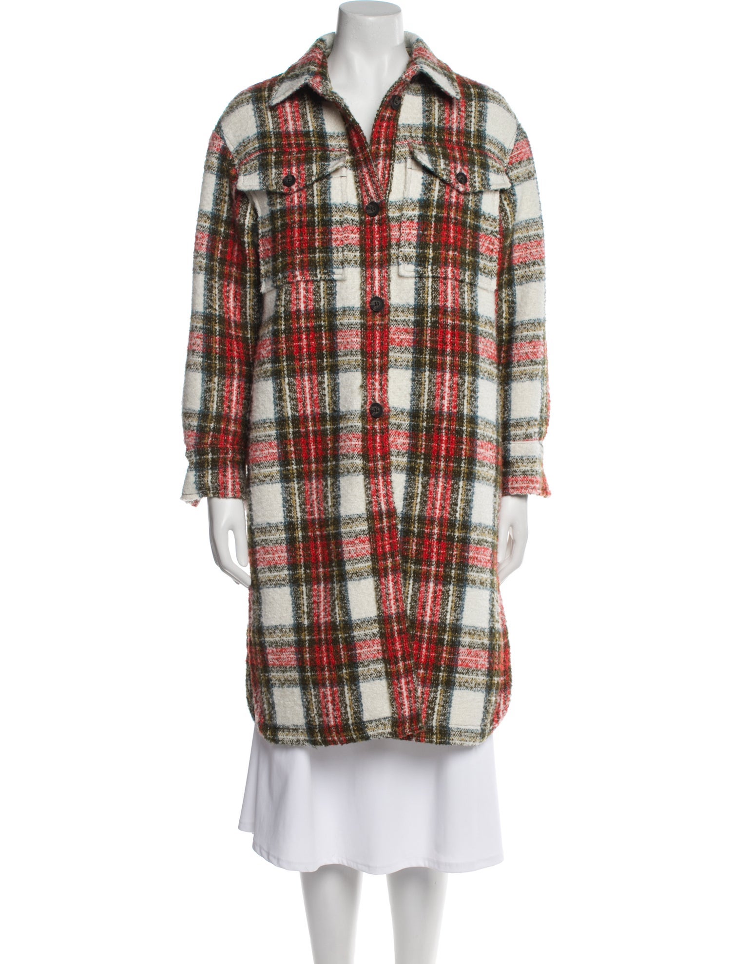 AllSaints Plaid Print Peacoat w/ Tags