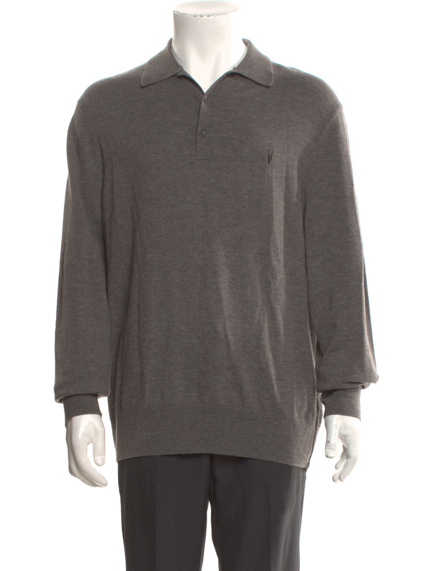 AllSaints Collar Long Sleeve Polo Sweater