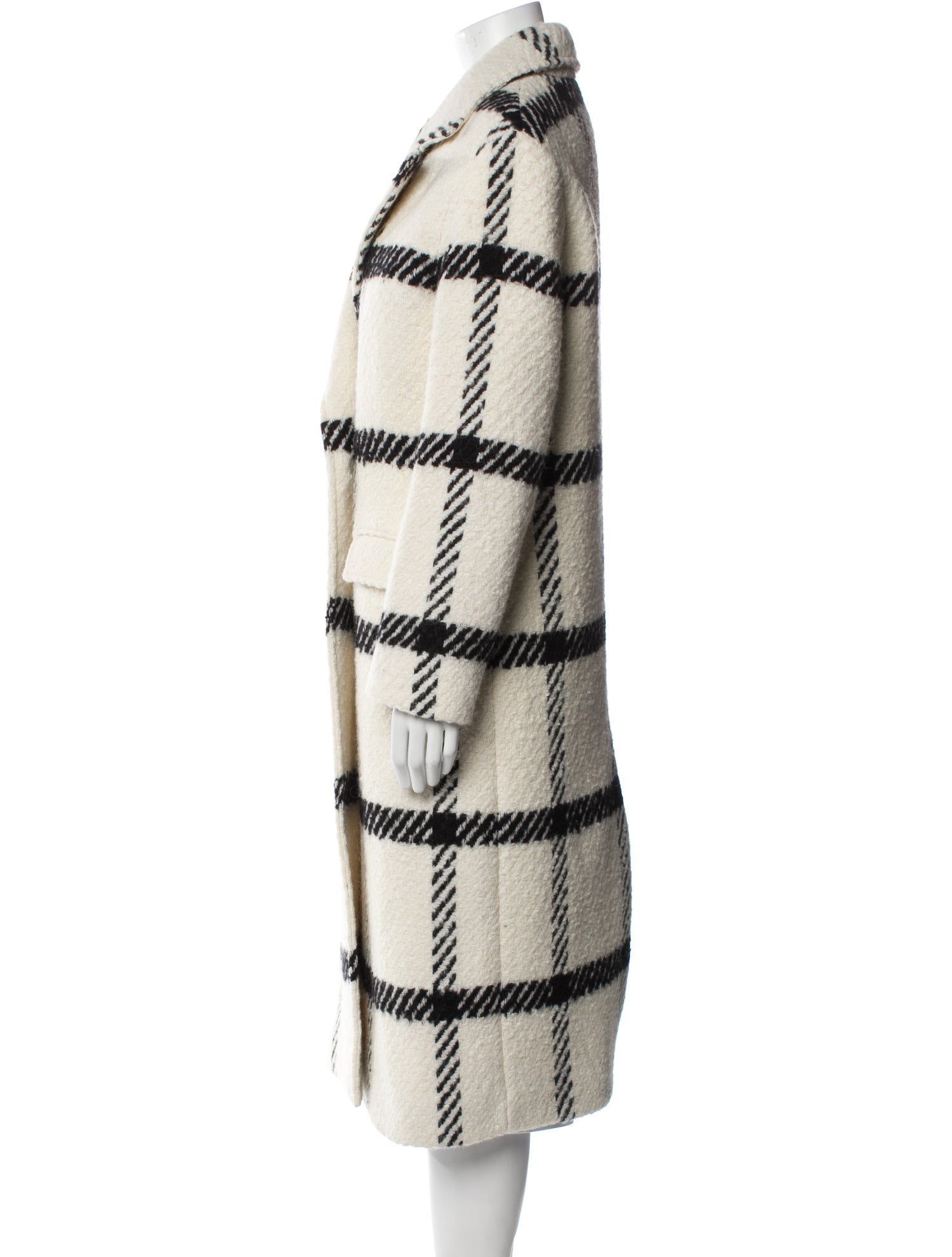 AllSaints Wool Plaid Print Trench Coat
