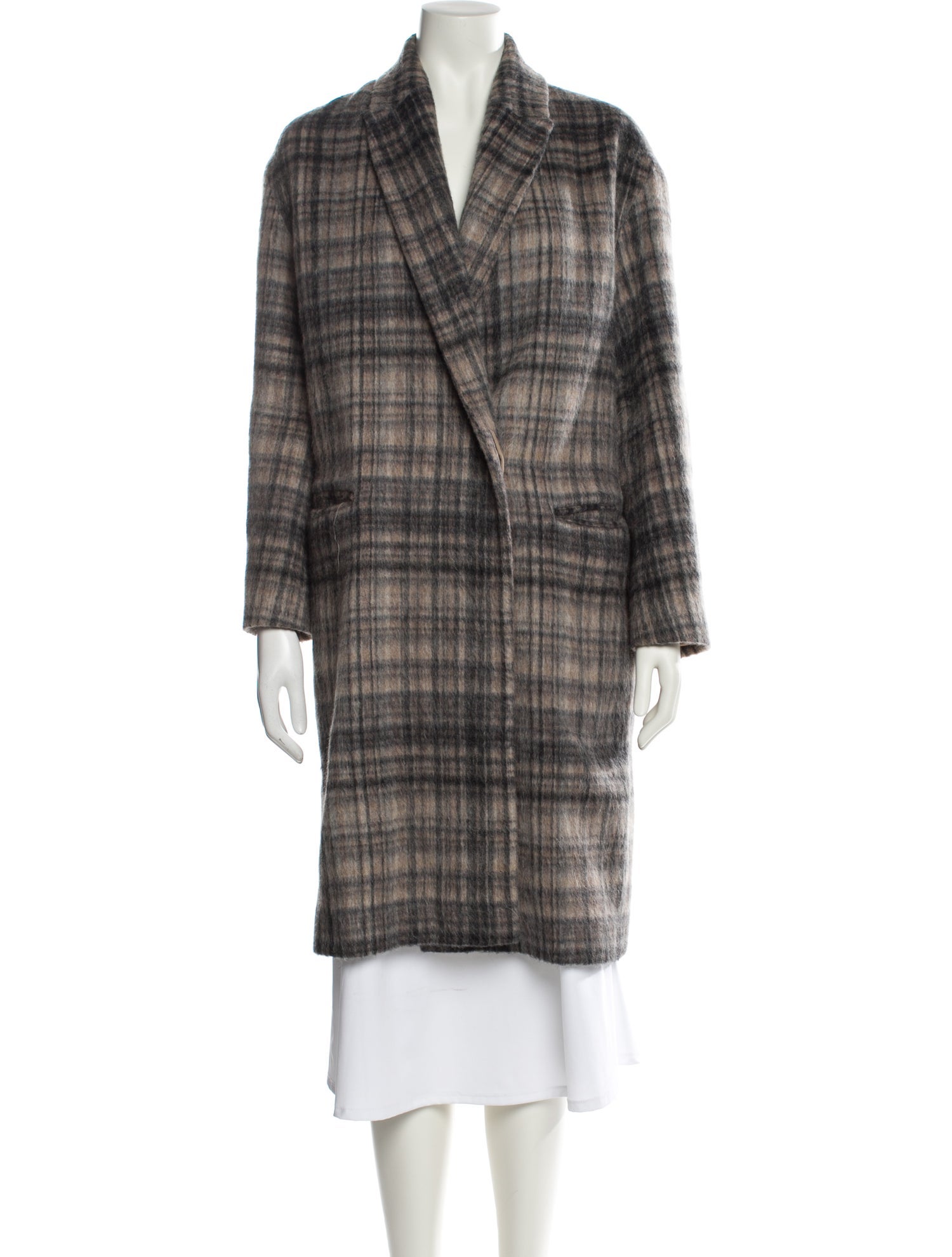 AllSaints Wool Plaid Print Coat