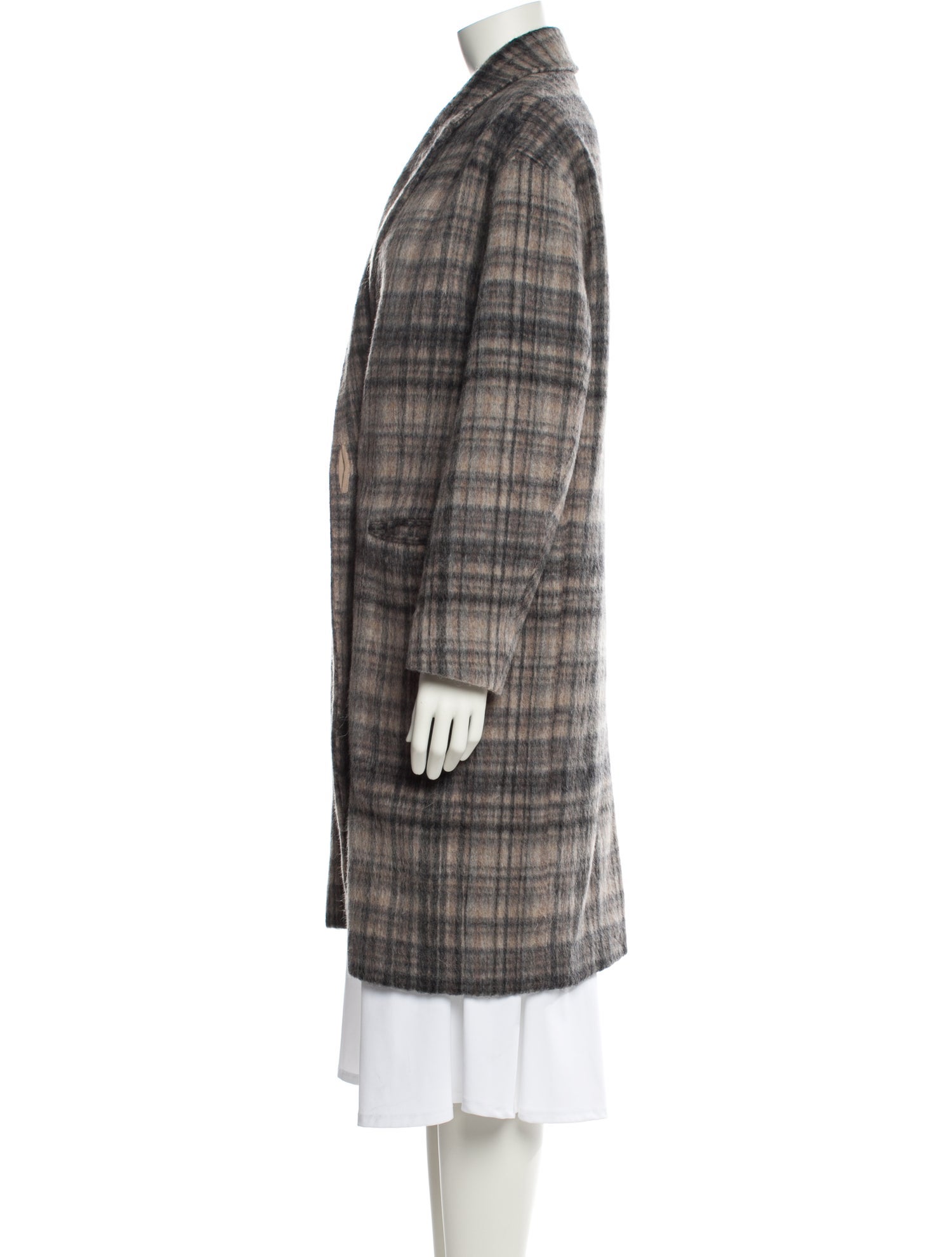AllSaints Wool Plaid Print Coat