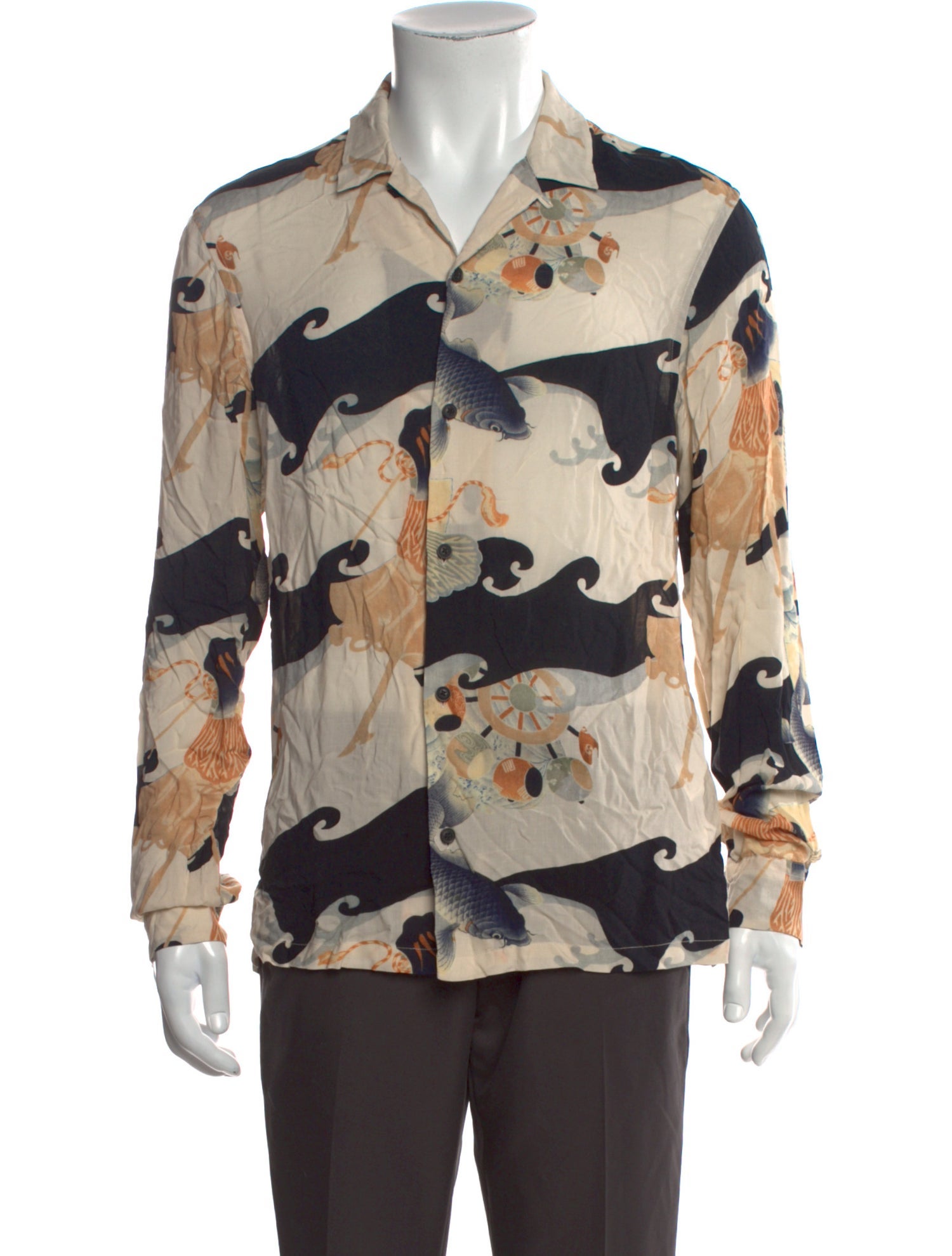 AllSaints Printed Long Sleeve Shirt