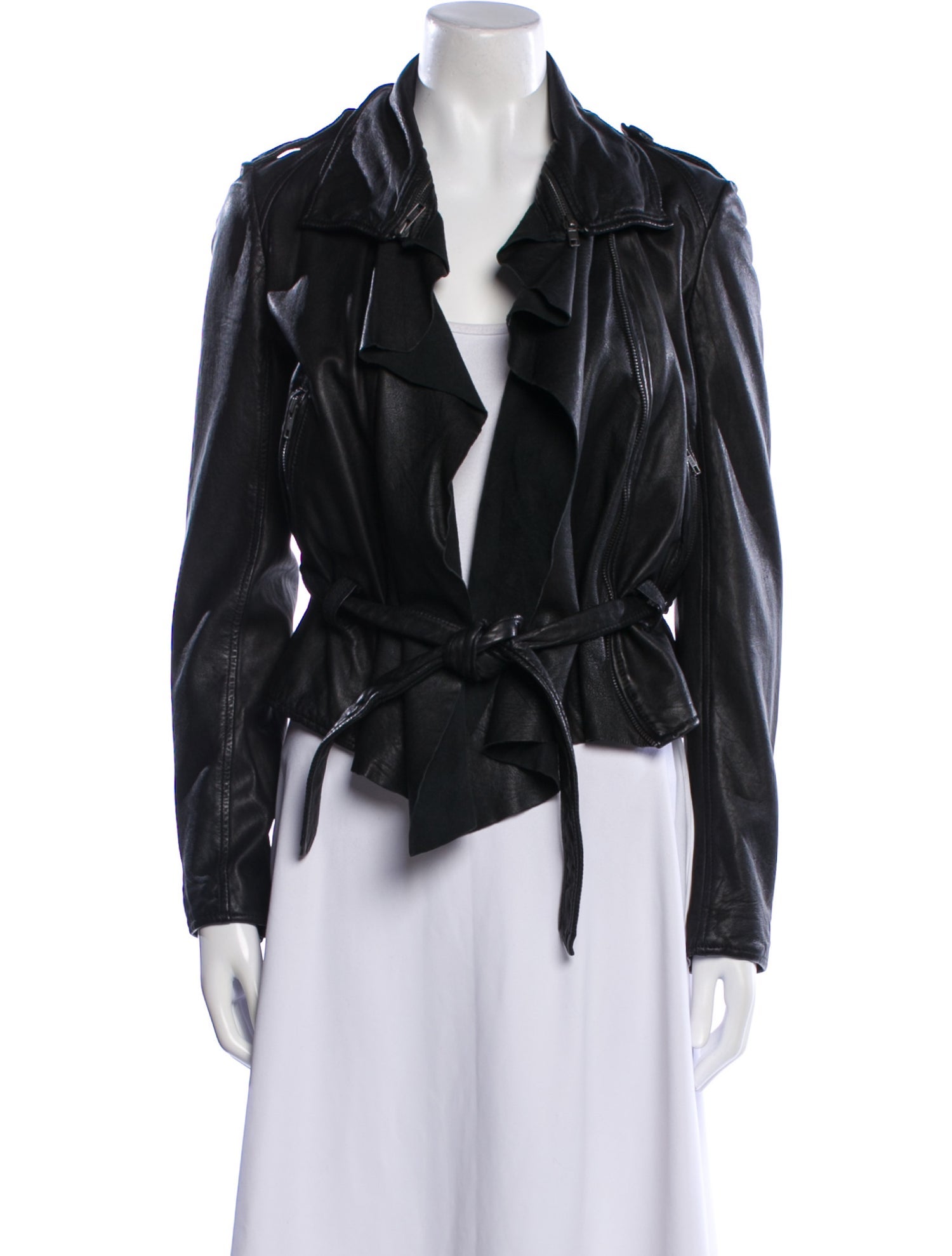 AllSaints Calf Leather Biker Jacket