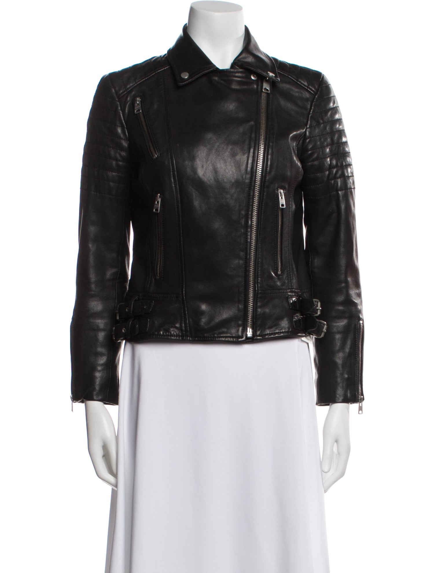 AllSaints Lamb Leather Biker Jacket