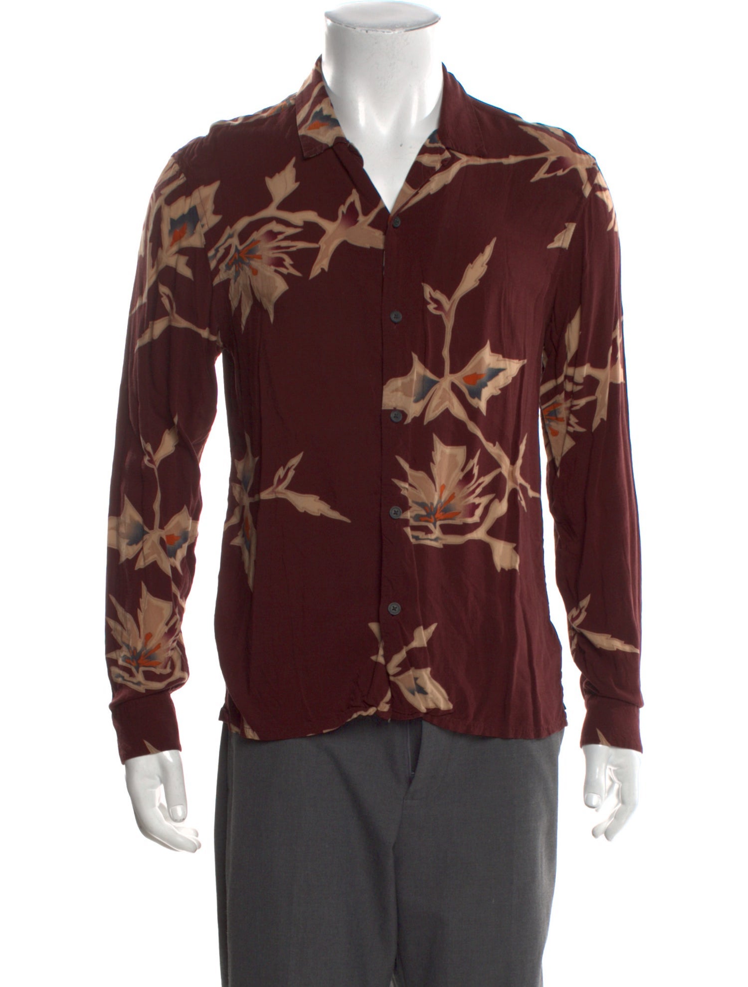 AllSaints Floral Print Long Sleeve Shirt
