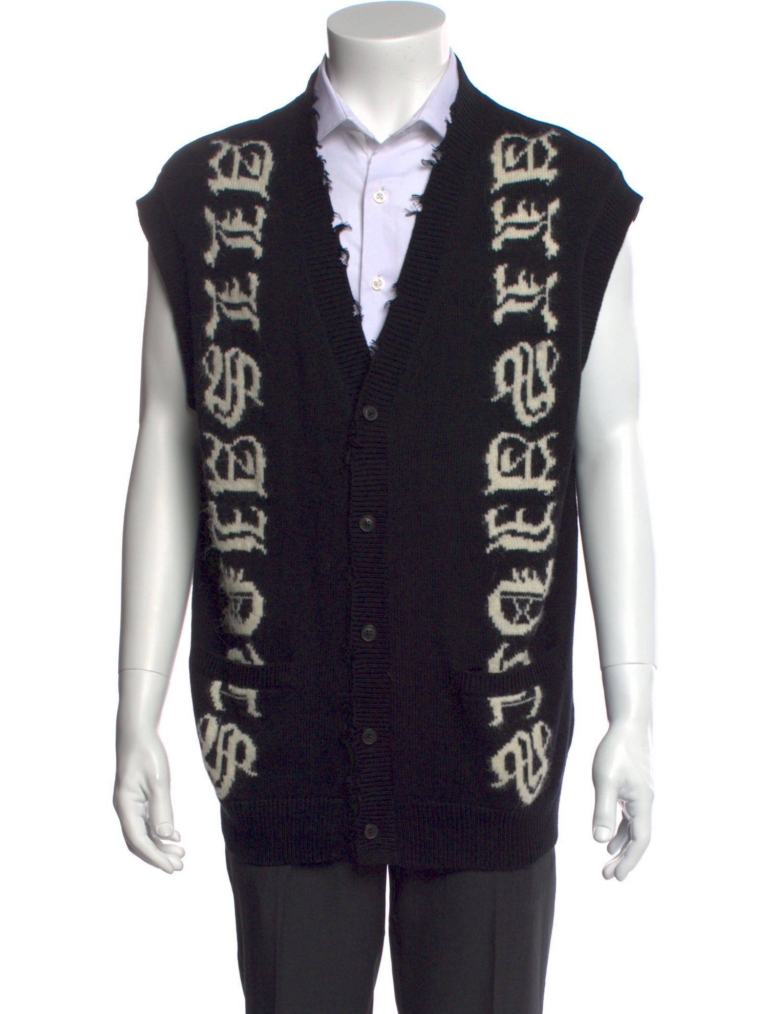 AllSaints Graphic Print V-Neck Sweater Vest